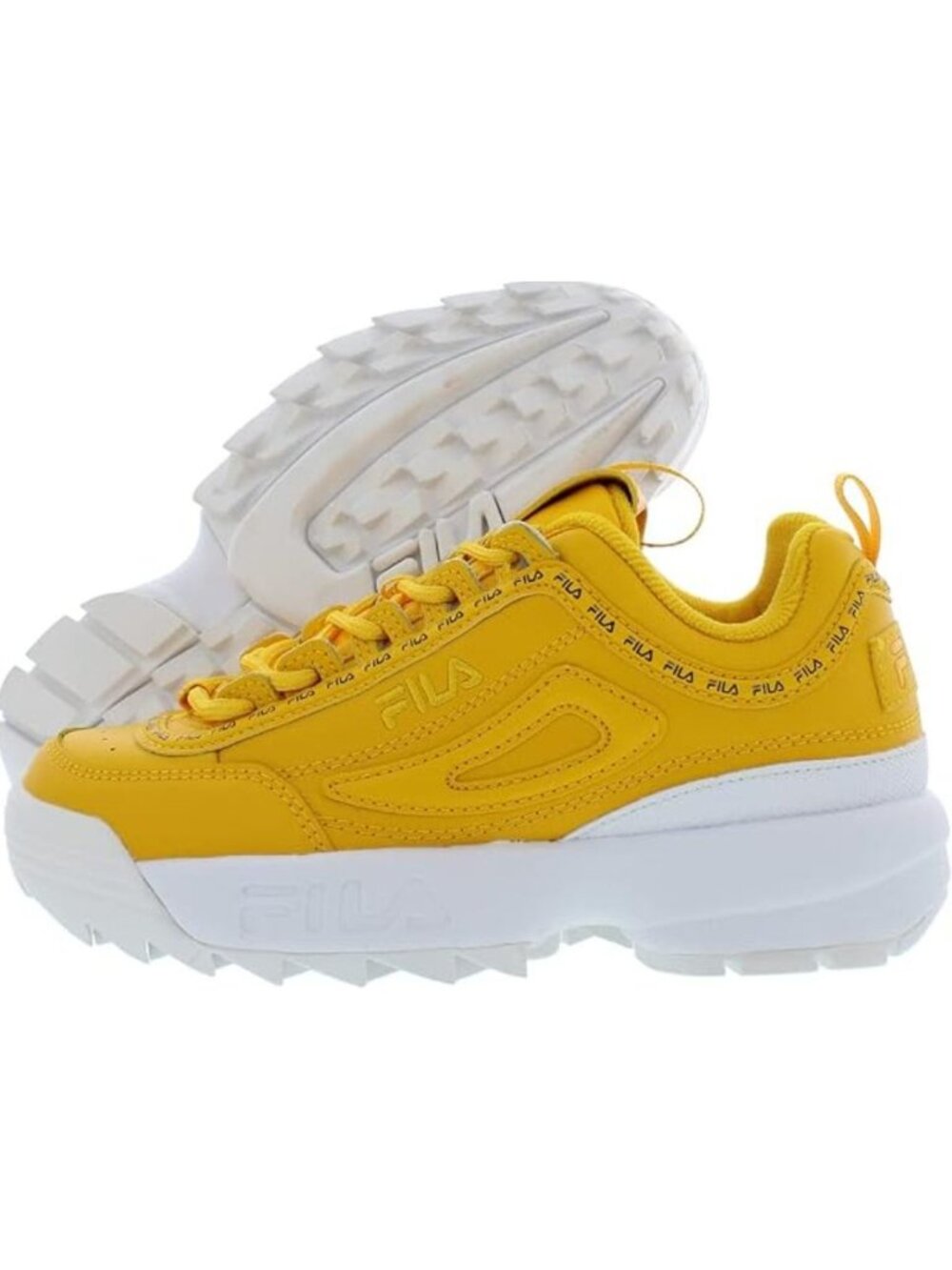 FILA Girls Disruptor II Premium Repeat Yellow Sneakers W/ White Sole Size US 4½ - Picture 2 of 11